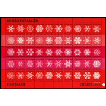 1966. Danmark. Julemærker, helark foldet. Snekrystaller.